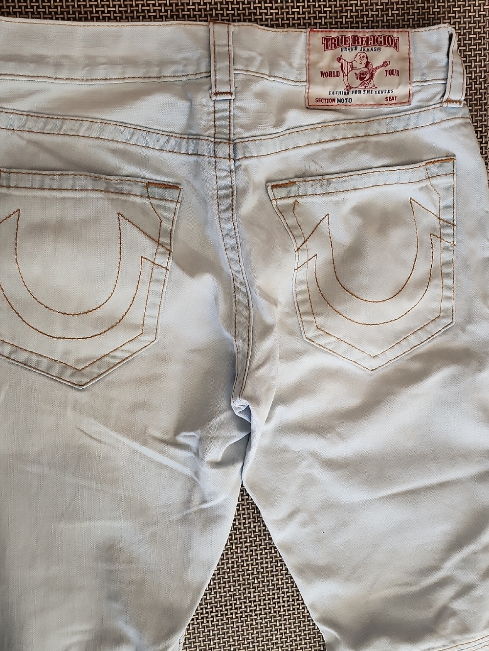 True Religion Light Blue Denim Jeans with Contrast Stitching